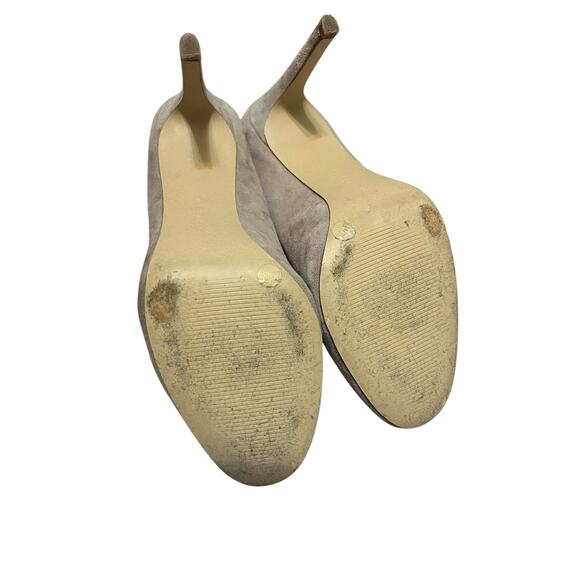 BCBGeneration Beige Taupe Suede Ellah Pumps Tie Wrap High Heels Stilettos Size 8 - Picture 15 of 16